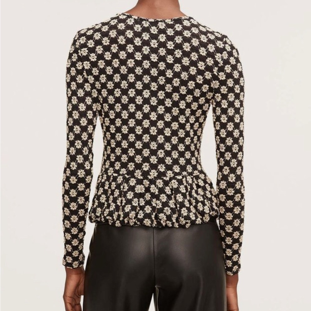 Rebecca Taylor Black and Cream Lace Peplum Top - Picture 3 of 10